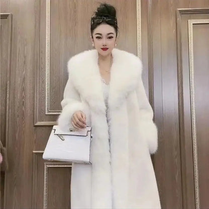 Elegant Faux Fur Long Coat: Warm & Chic