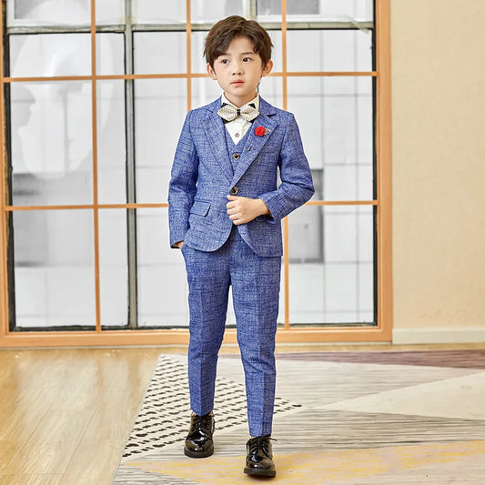 Teen Boys’ Formal Plaid Suit – Multi-Piece Elegant Outfit