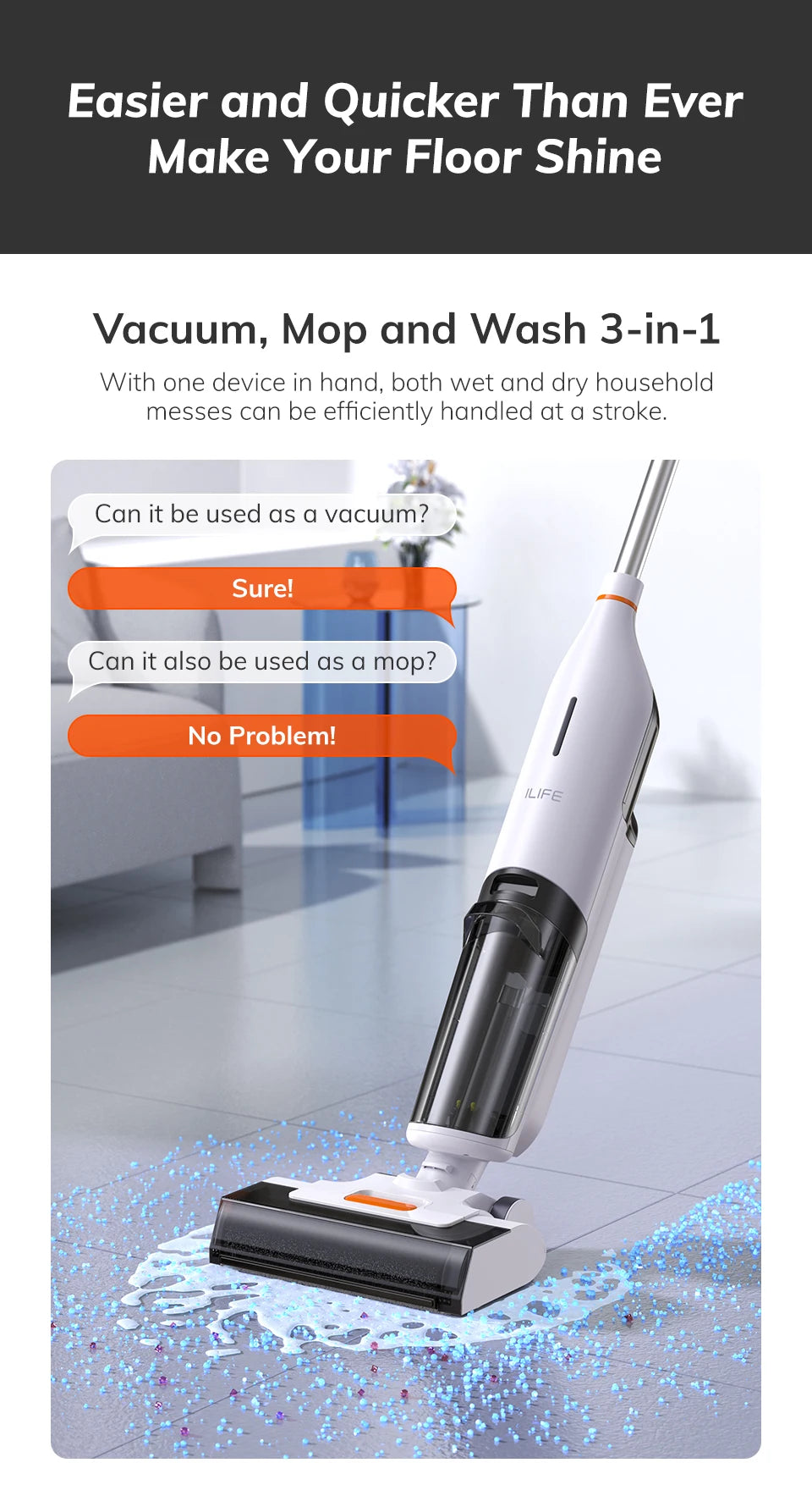 W90 Cordless Wet-Dry Smart Mop: Powerful Cleaning Made Easy