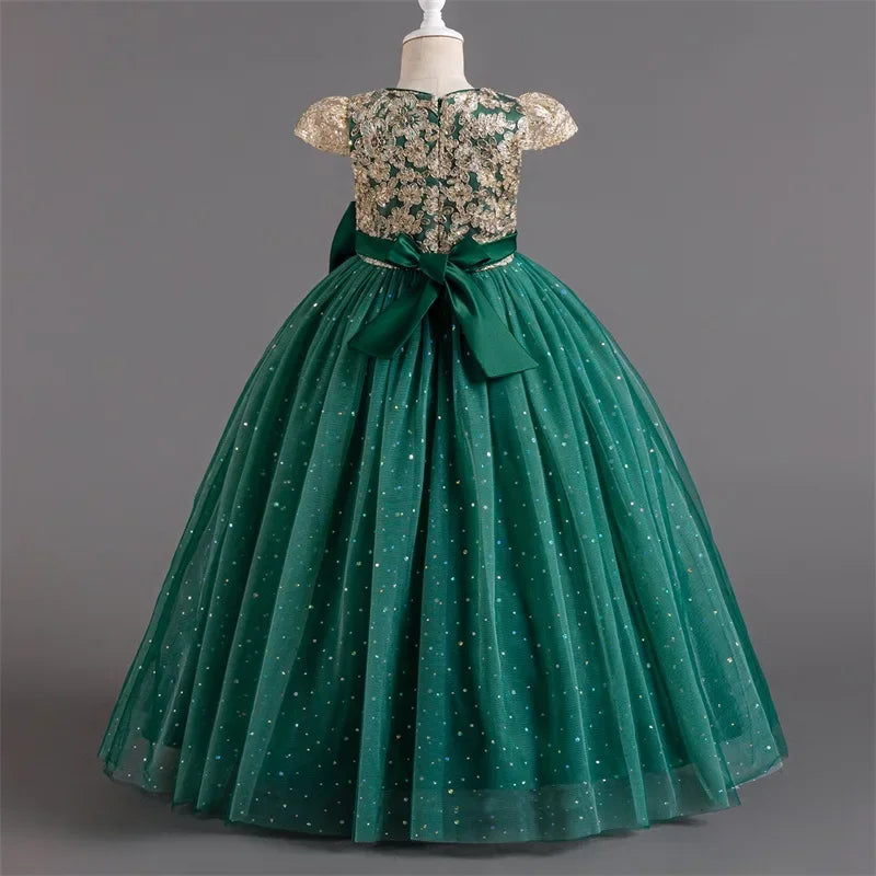 Festive Elegance – Girls’ Bow Party Dress for 3-10Y