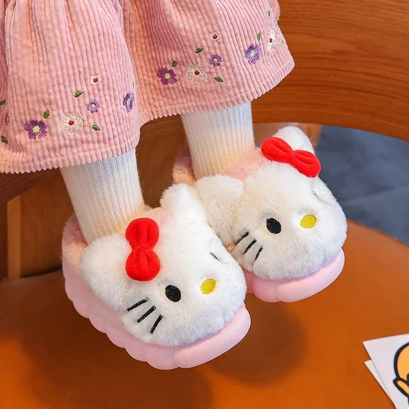 Cartoon Heel Cover Slippers – Winter Warm