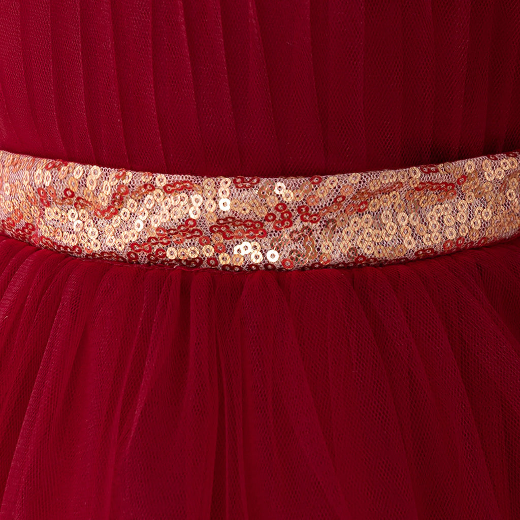 Elegant Baby Party Dress – Sequin Princess Gown with Big Bow & Train
