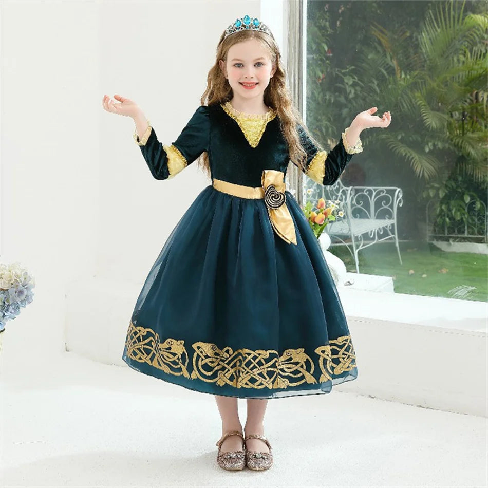 Girls’ Princess Cosplay Dress – Long Sleeve Halloween & Stage Outfit