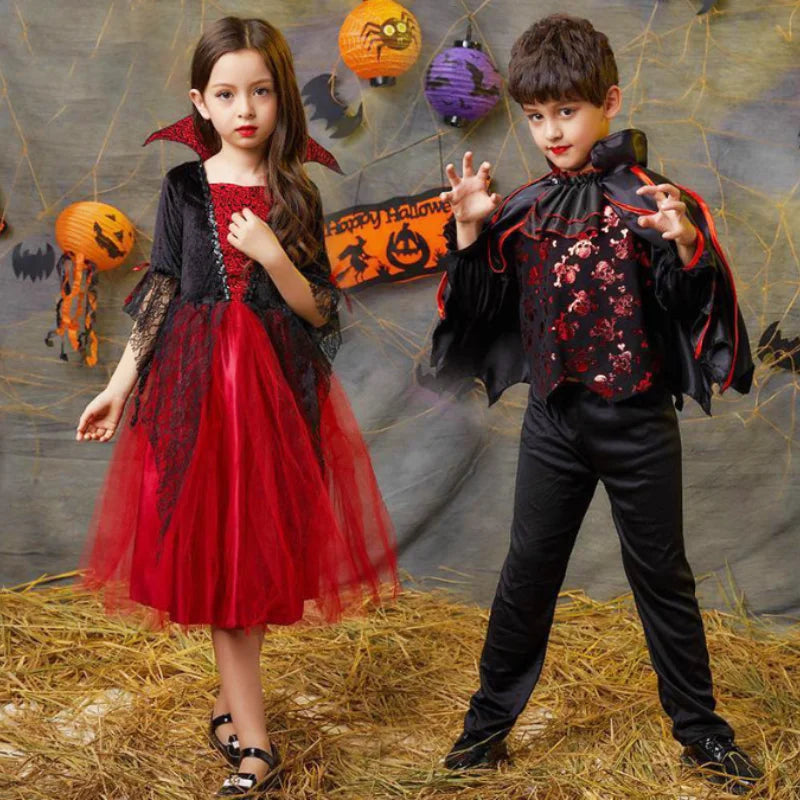 Girls' Vampire Dress: Gothic Elegance for Halloween & Carnival 2024