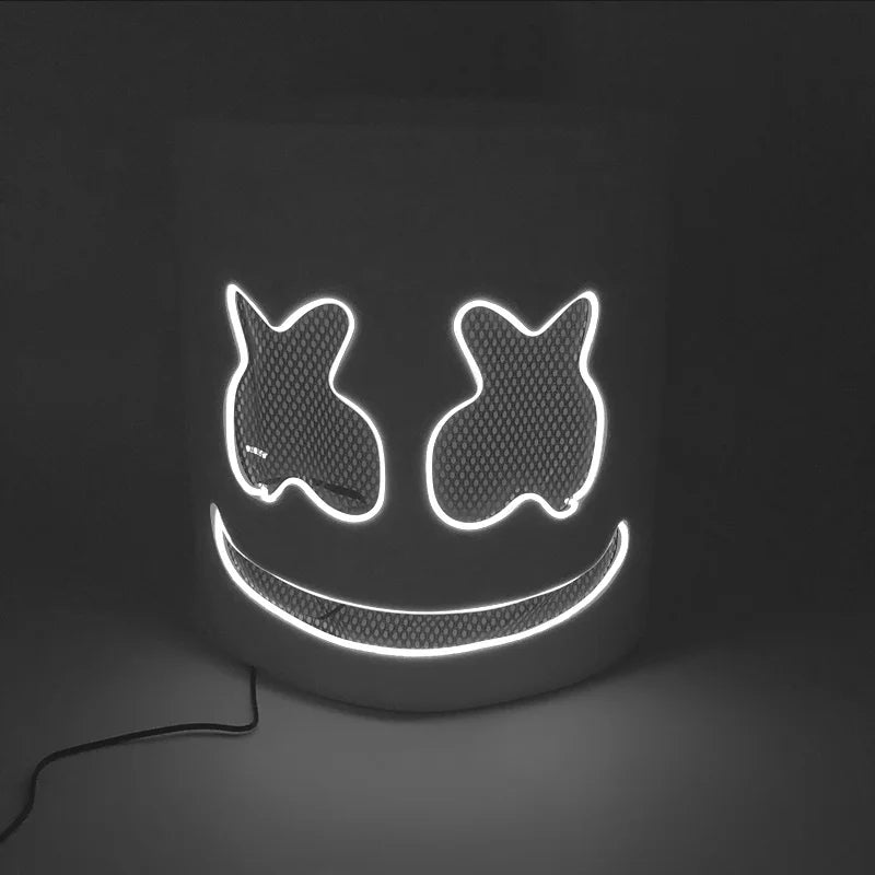 Halloween Light-Up Mask – Neon LED Marshmallow Headgear