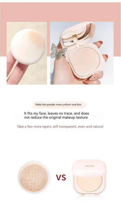 Brighten & Set: Portable Oil Control Makeup Powder with Mirror