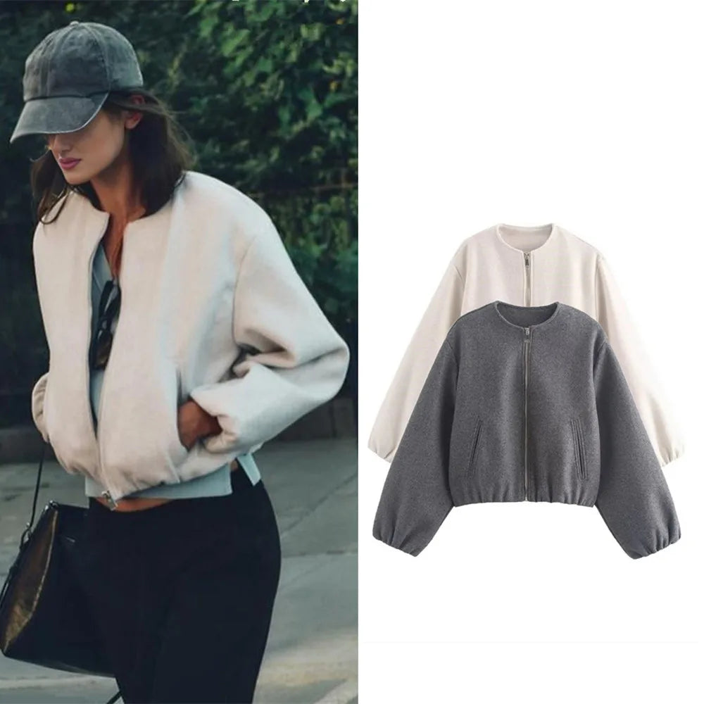 Retro Revival: Soft Bomber Jacket for Women