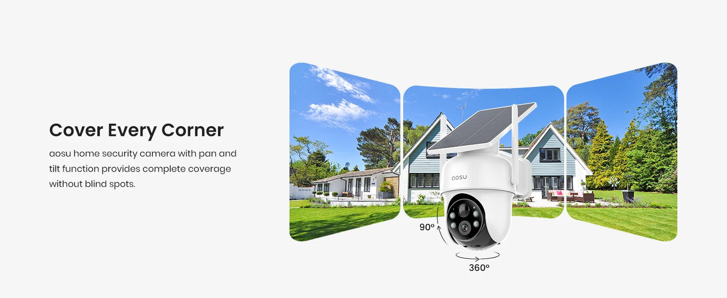 Solar 3MP 360° PTZ WiFi Camera Set | 4 Cams + Base | Smart Surveillance