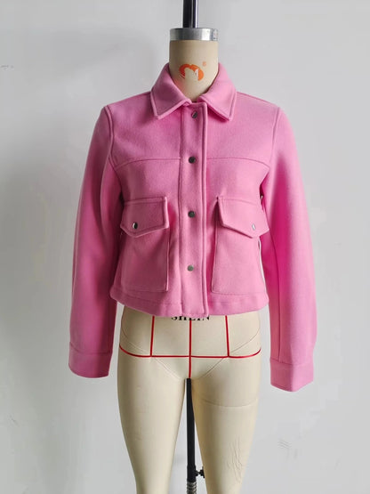 Elegant Autumn Jacket with Pockets for Women