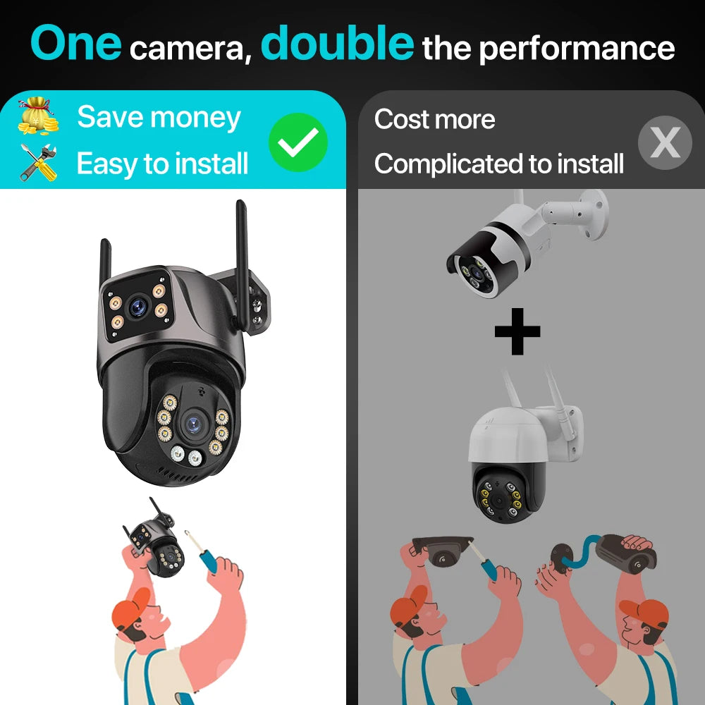 4K 8MP Dual-Lens PTZ WiFi Camera | AI Tracking Outdoor CCTV