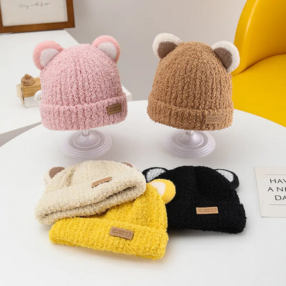 Winter Bear Hat – Windproof Knit for Kids