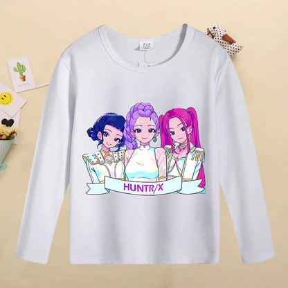 Kpop Demon Hunters Kids T-Shirt – Kawaii Cartoon Long Sleeve Top