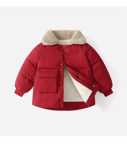 Boys & Girls Lapel Jacket – Cozy Lamb Fleece Kids’ Coat