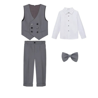 Teenagers’ Formal Tuxedo – Beige Waistcoat Set for Weddings & Parties