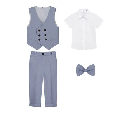 Teenagers’ Formal Tuxedo – Beige Waistcoat Set for Weddings & Parties