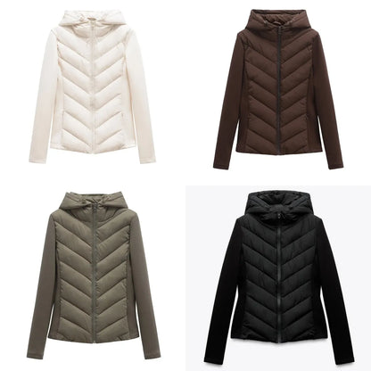 Stylish Warmth: Hooded Patchwork Cotton Jacket