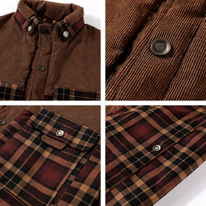 Winter Jacket Men Fleece Thick Warm Cotton Plaid Jacket Autumn Men Casual Multi-Pockets Coat High Quality Warm Lining Jacket Man