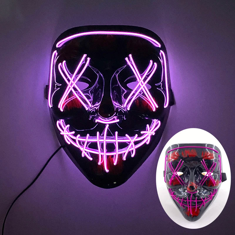 Halloween Light-Up Mask – Neon LED Marshmallow Headgear