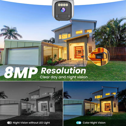 8MP Solar Security Camera | Dual Lens | WiFi | PIR Detection | Color Night Vision