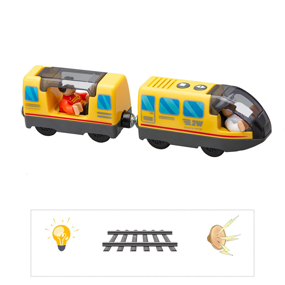 Electric Train Toy Set - Fits Standard Wooden Tracks & Railway Systems