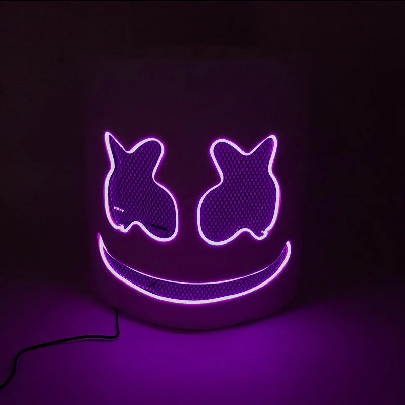Halloween Light-Up Mask – Neon LED Marshmallow Headgear