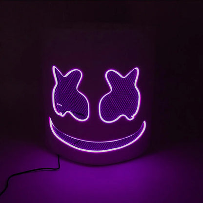 Halloween Light-Up Mask – Neon LED Marshmallow Headgear