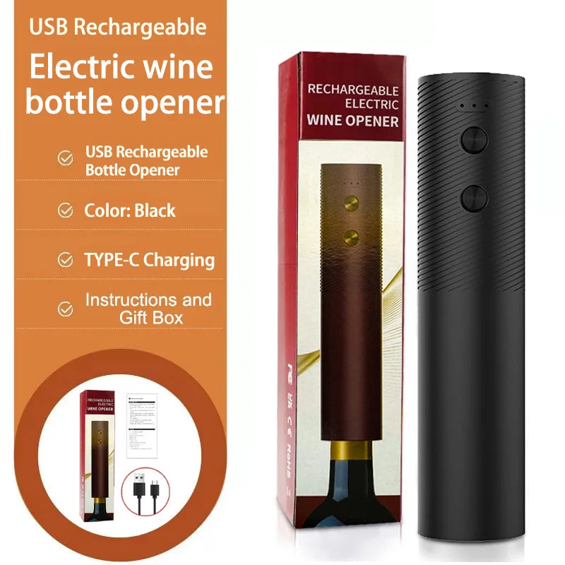 Electric Wine Bottle Opener Automatic Red Wine Corkscrew Rechargeable Wine Opener One-click Button Wine Tools Kitchen Products