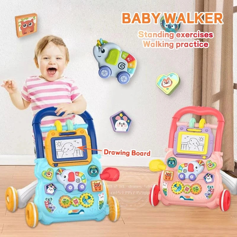 Baby Walker with Music & Drawing Board – Standing & Walking Practice for 6-15 Months!