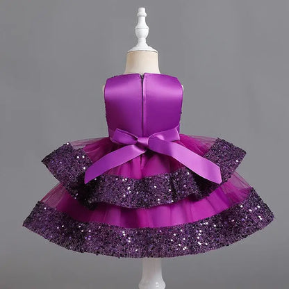 Girls’ Summer Party Dress – Sequin & Beaded Bow Detail