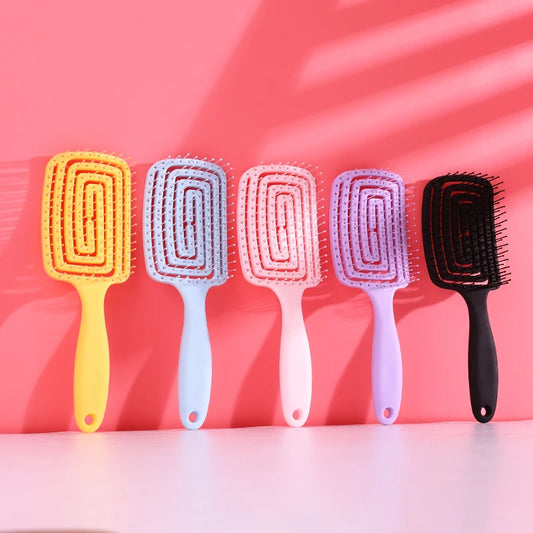 Quick Style & Relax: Square Hollow Massage Comb for Effortless Hair Care