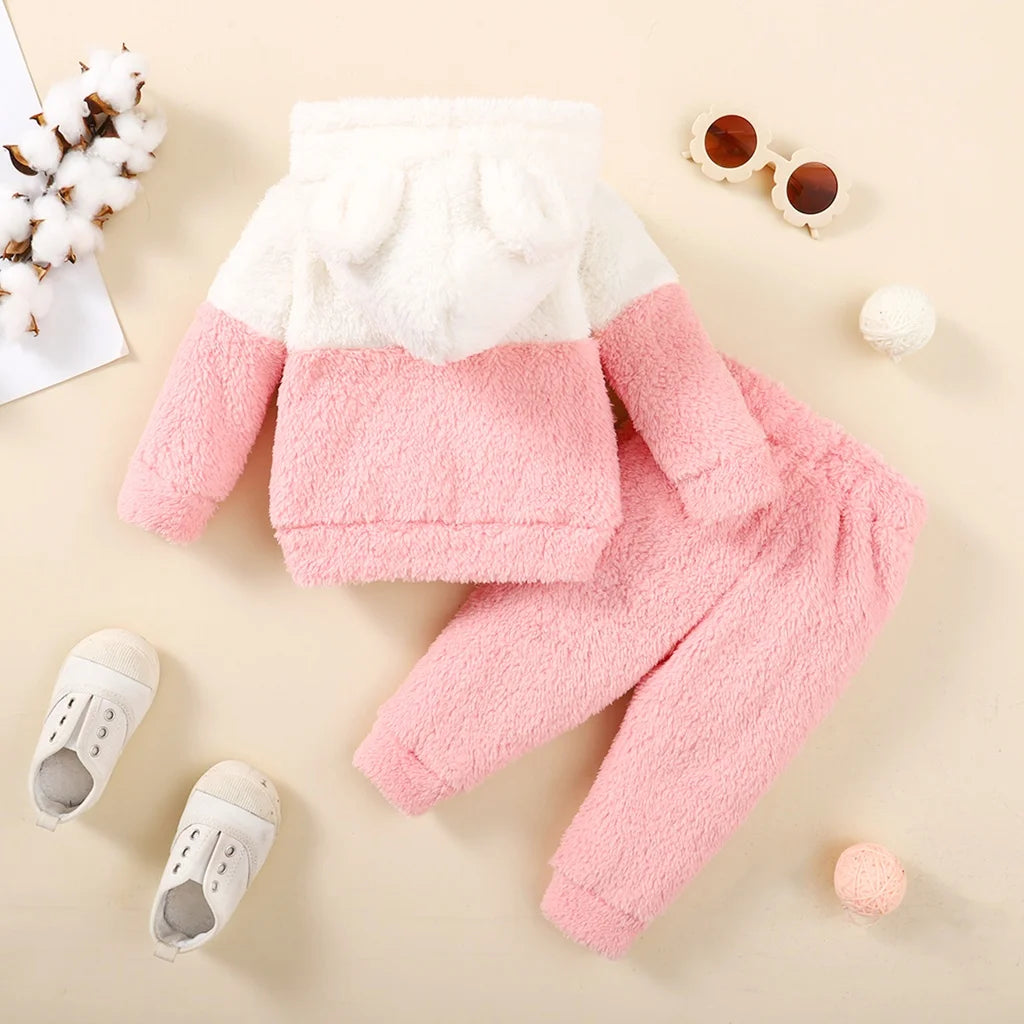 Toddler Fluff Hooded Outfit – 2PCS Set
