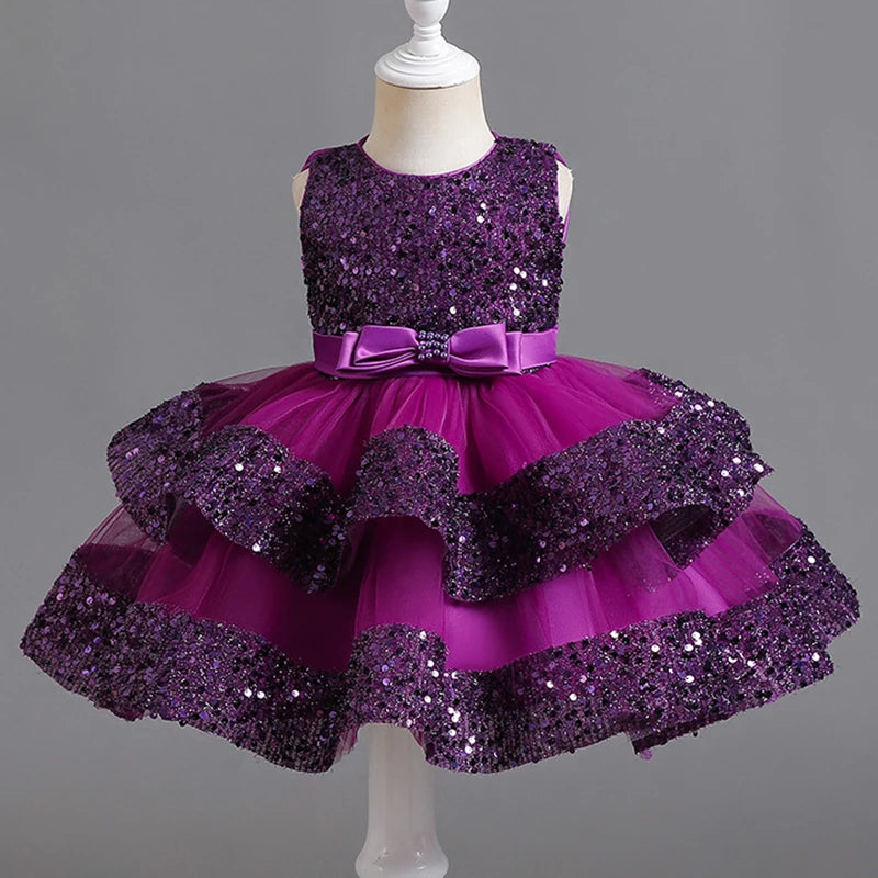 Girls’ Summer Party Dress – Sequin & Beaded Bow Detail