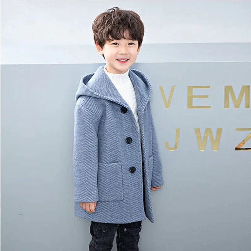 Boys’ Casual Woolen Jacket – Warm & Stylish Korean