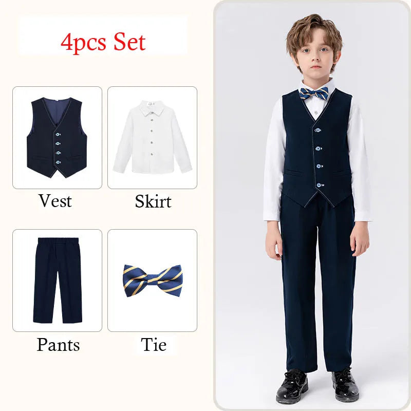 Boys’ Formal Suit Set – Spring/Summer Wedding Outfit (Ages 1–14)