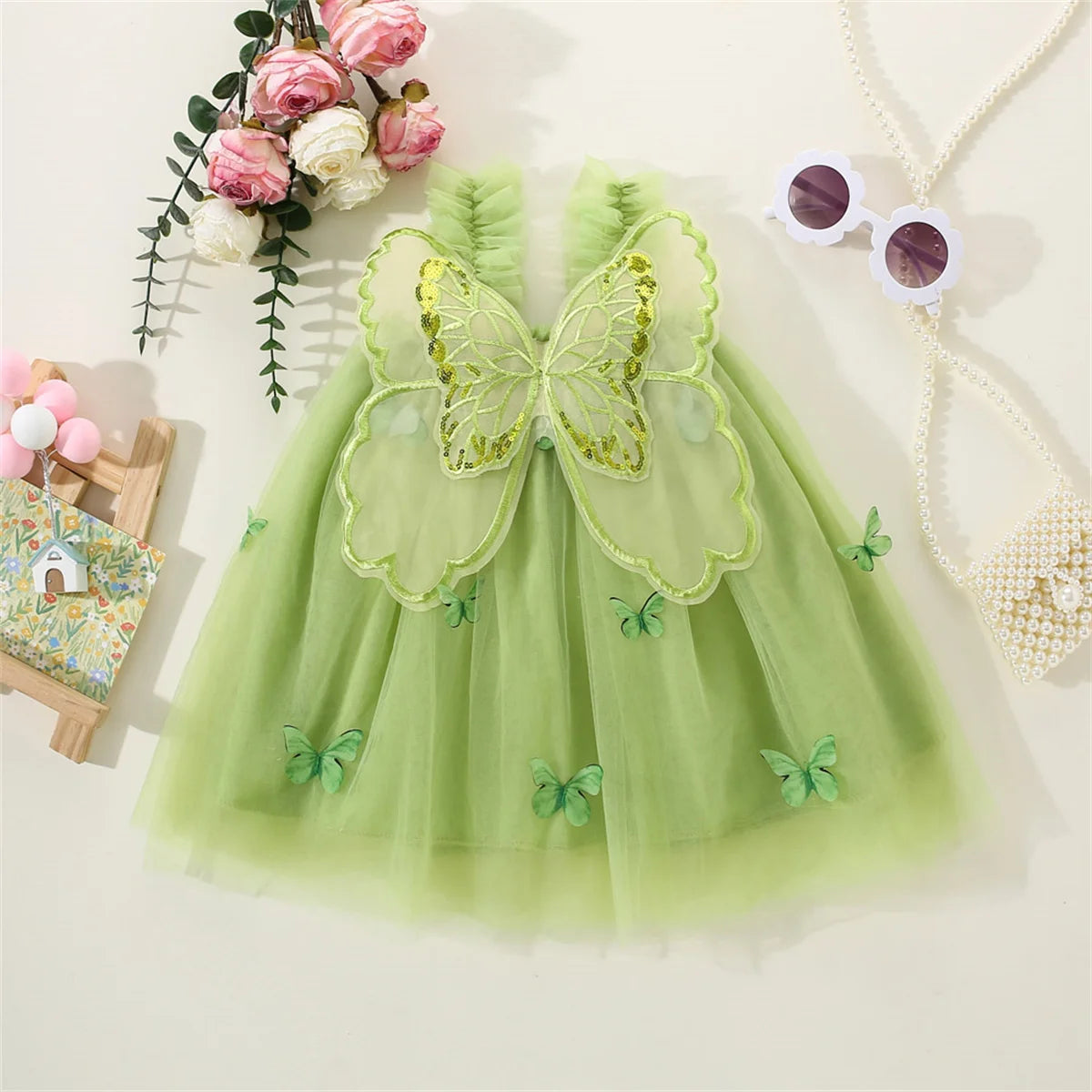 Cute Infant Princess Dress with Butterfly Wings