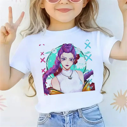 Trendy 2025 Kpop Demon Hunters Tee – Graphic Top for Boys & Girls