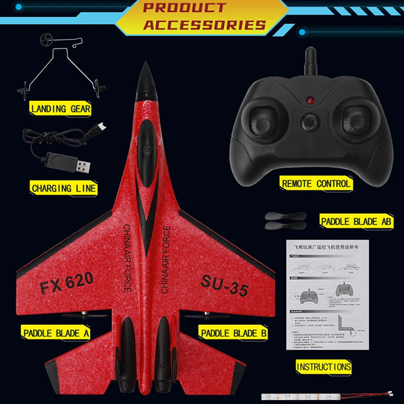 2.4G RC Foam Aircraft SU-35 – Fighter Jet Glider Toy for Kids