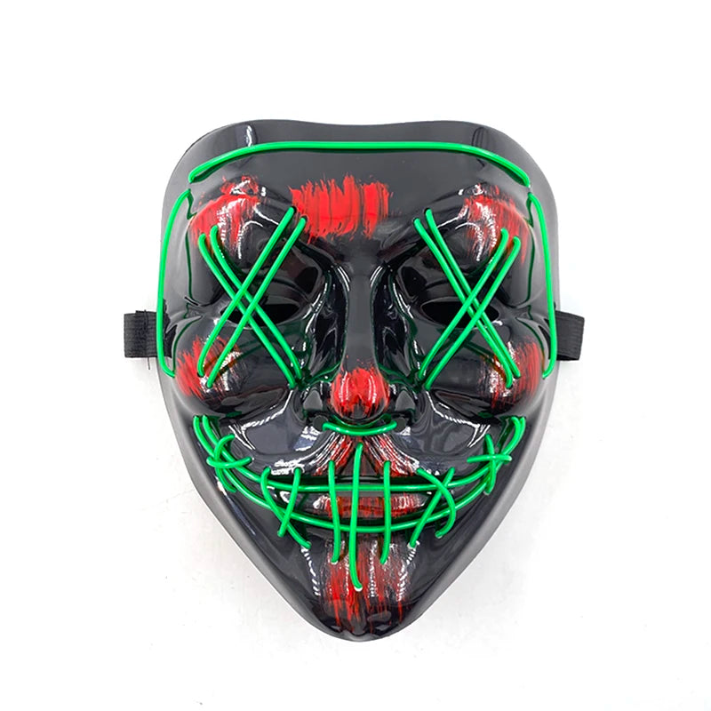 Wireless Neon LED Purge Mask – Glowing Halloween Party Mask