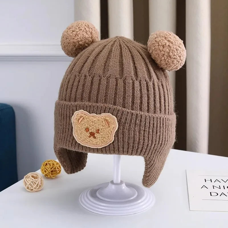 Baby Wool Hat – Cute Bear Ear Winter Knitted Cap