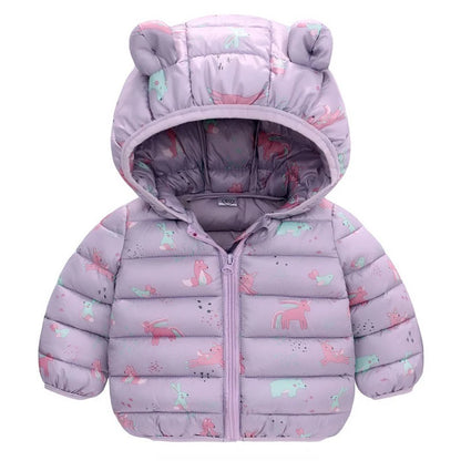 Adorable Kids' Hooded Down Jackets – Lightweight, Warm, and Dino-Fun