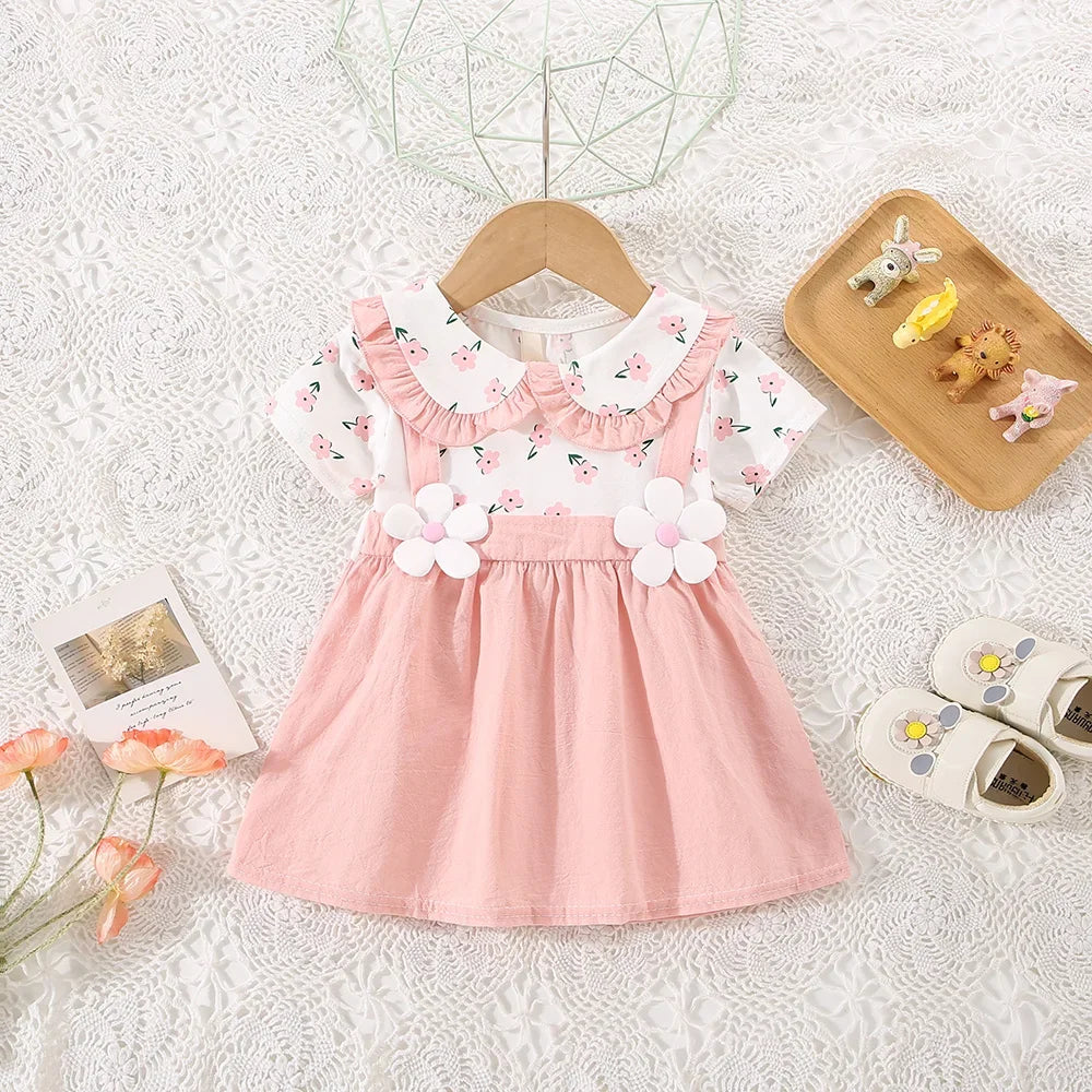 Baby Girl Flower Print Shoulder Strap Dress