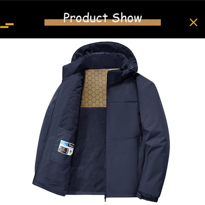 Men’s Solid Color Winter Jacket – Fleece Lined & Windproof