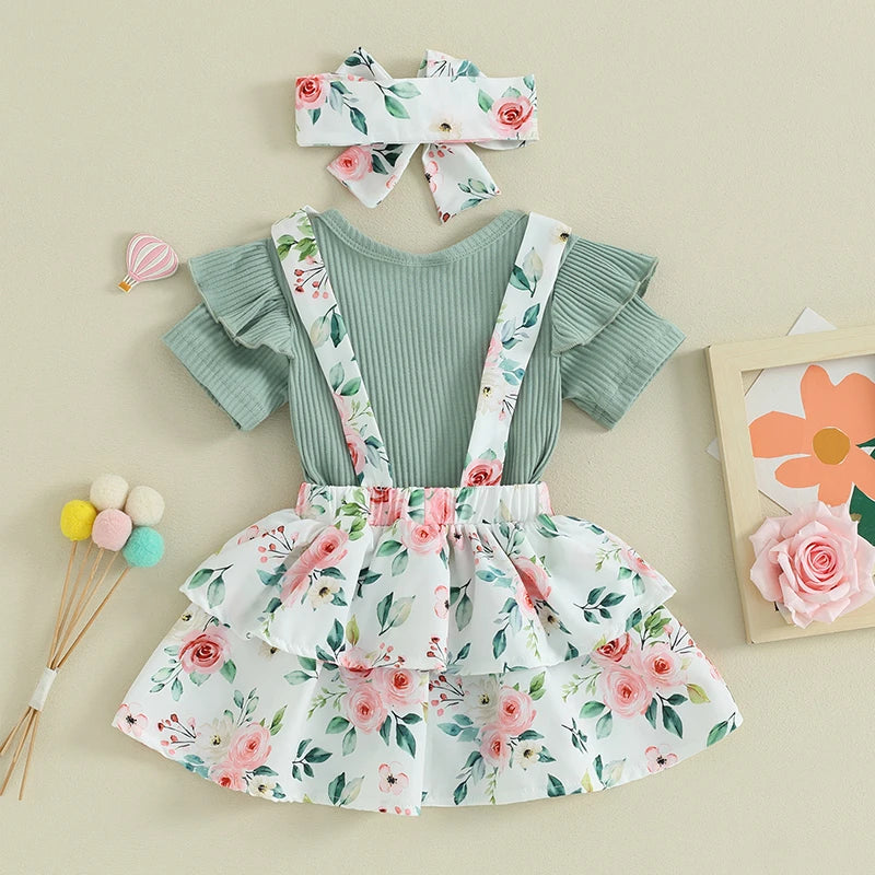 Sweet Baby Girl Summer Clothing Set 3Pcs