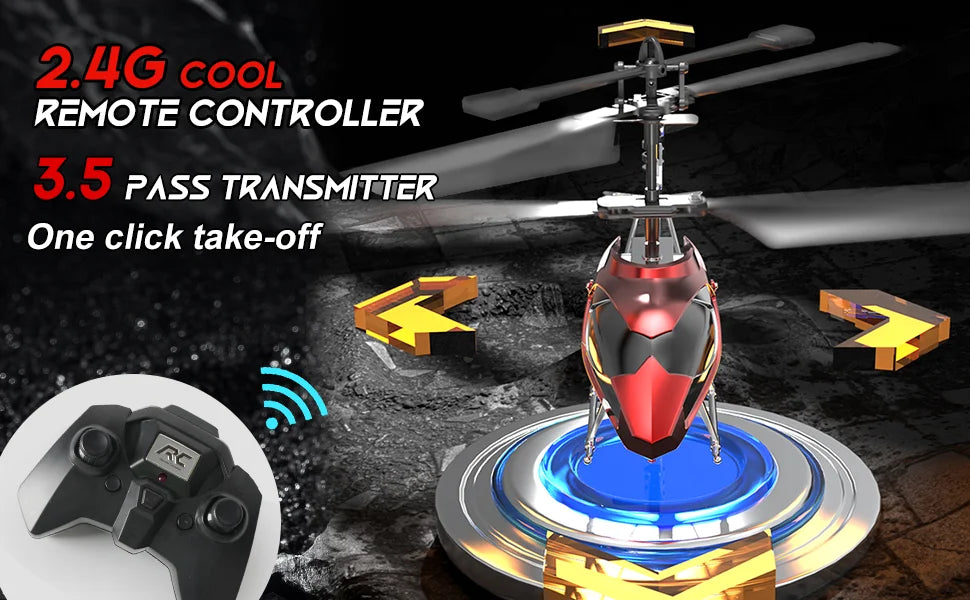 RC Helicopter for Kids – 2.4G Remote Control with LED Lights & One-Key Take-Off