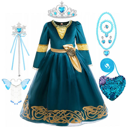Girls’ Princess Cosplay Dress – Long Sleeve Halloween & Stage Outfit