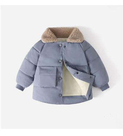 Boys & Girls Lapel Jacket – Cozy Lamb Fleece Kids’ Coat
