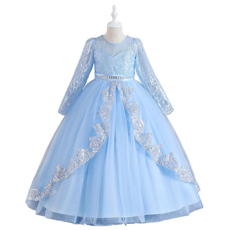 Girls Evening Dress – Lace Embroidered Party Gownn