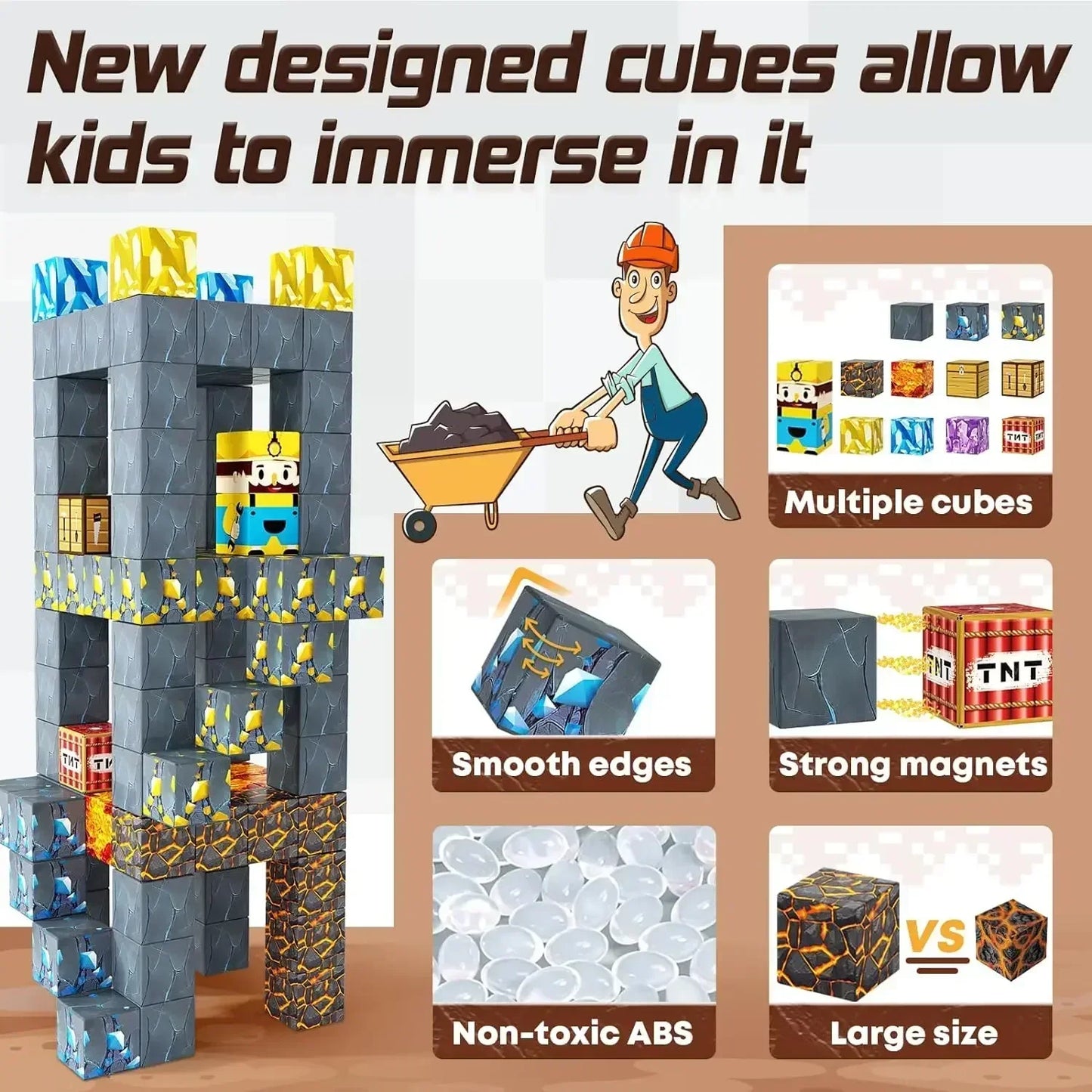 Magnetic Building Blocks Cube Set - STEM Toy for Kids 3+ | DIY Model & Sensory Fun