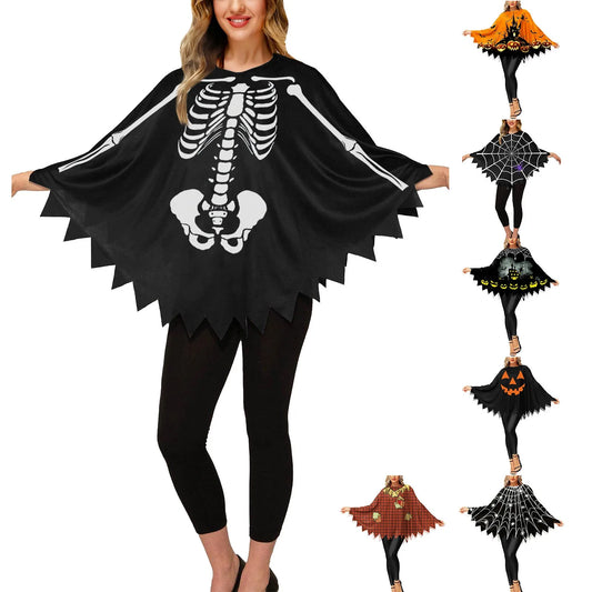 Skeleton Print Plus Size Halloween Cloak - Ultra Shoppings