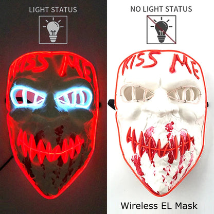 Wireless Neon LED Purge Mask – Glowing Halloween Party Mask